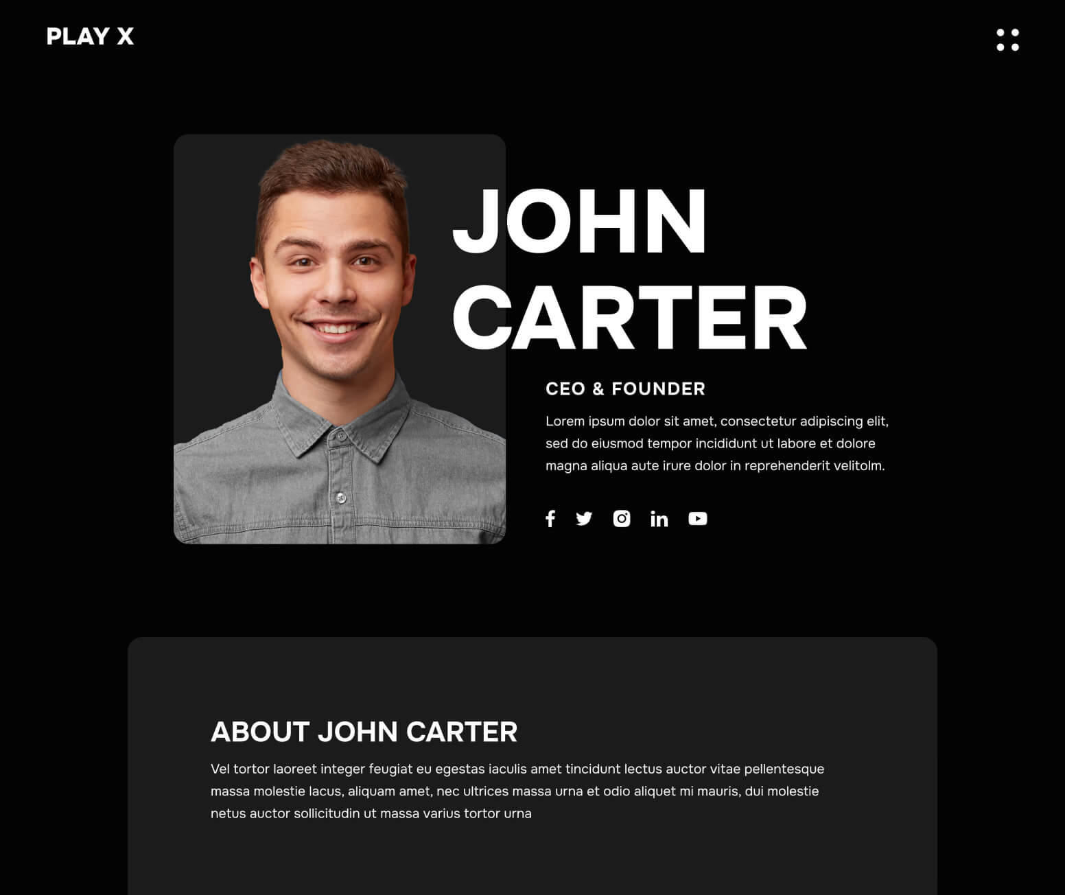 Play X - Team Member Page - Video Production Agency Webflow Template