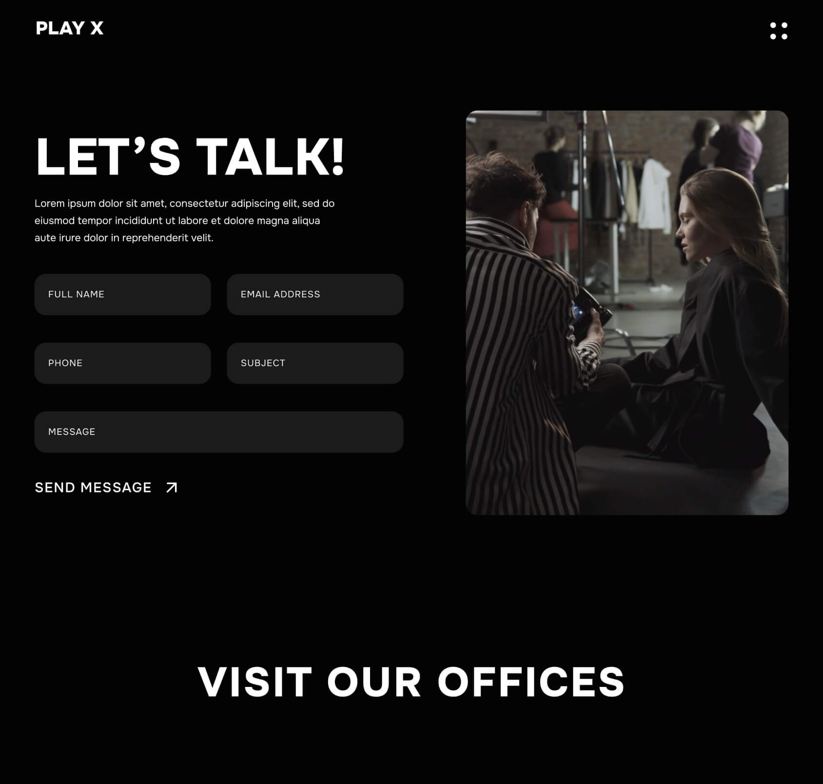 Play X - Contact Page - Video Production Agency Webflow Template