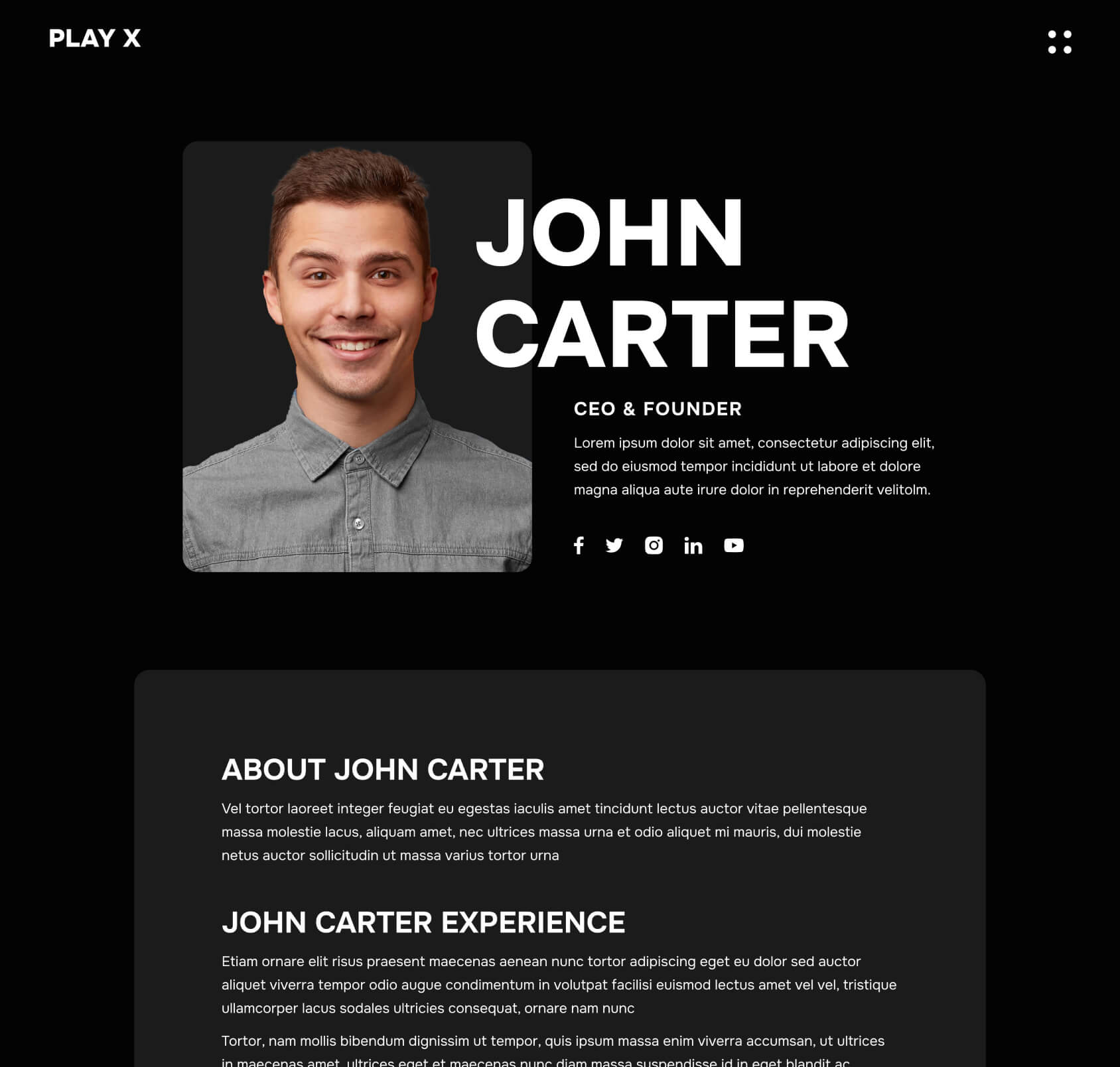 Play X - Team Member Page - Video Production Agency Webflow Template