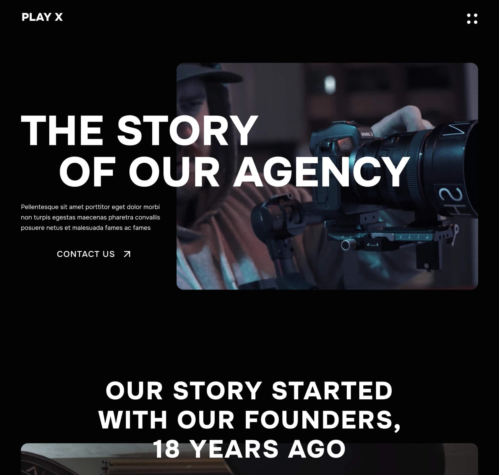 Play X - About Page - Video Production Agency Webflow Template