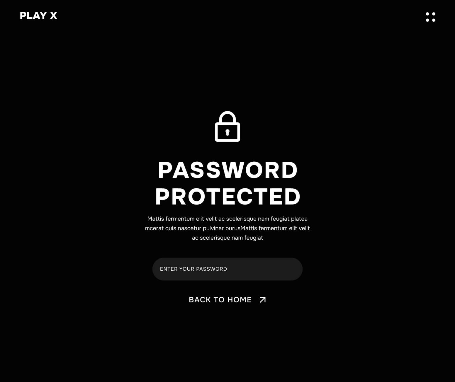 Play X - Password Protected Page - Video Production Agency Webflow Template