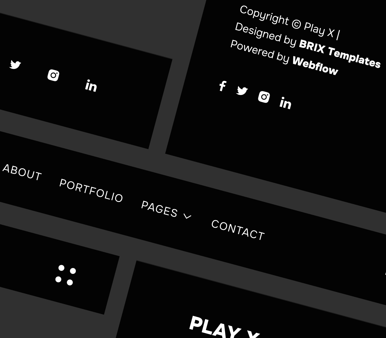 Play X - 3 Headers And Footers Included - Video Production Agency Webflow Template