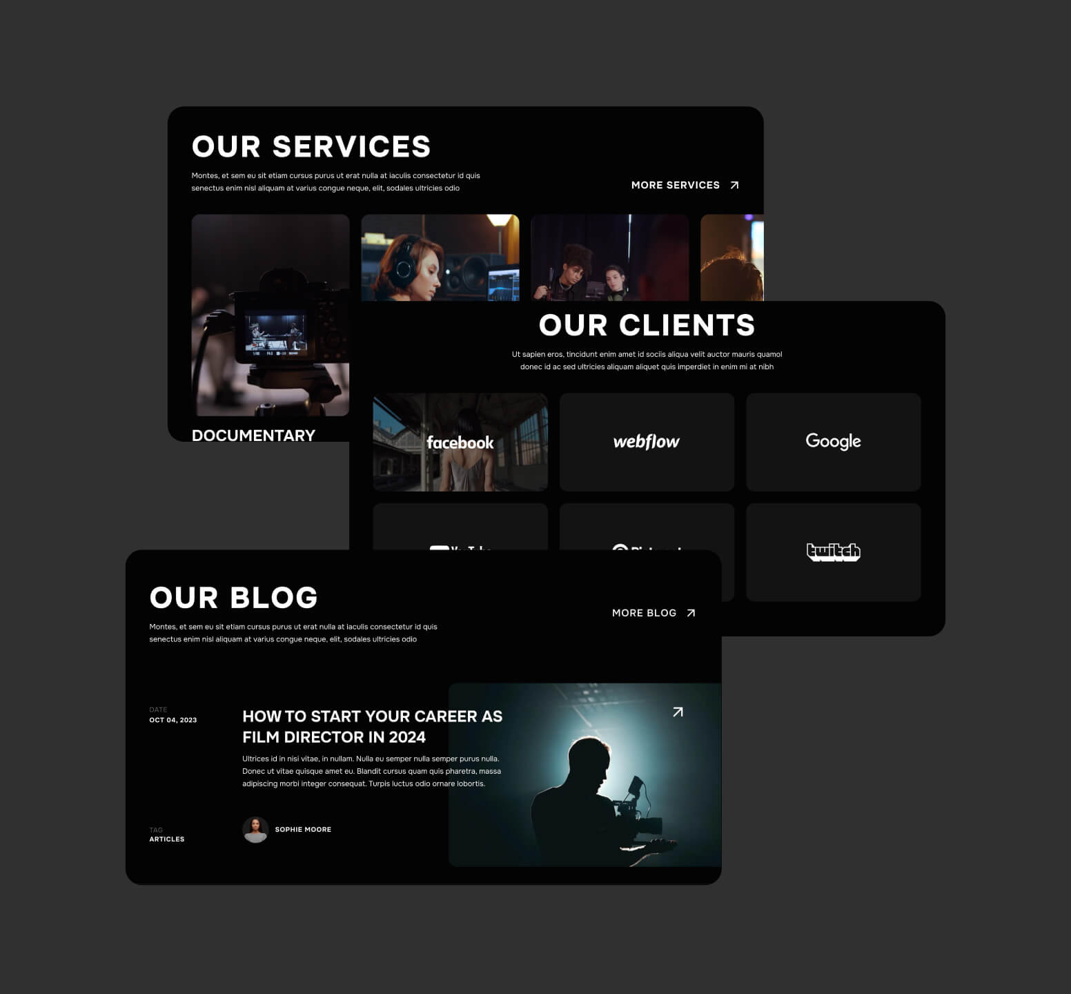 Play X - 20 Sections Included - Video Production Agency Webflow Template