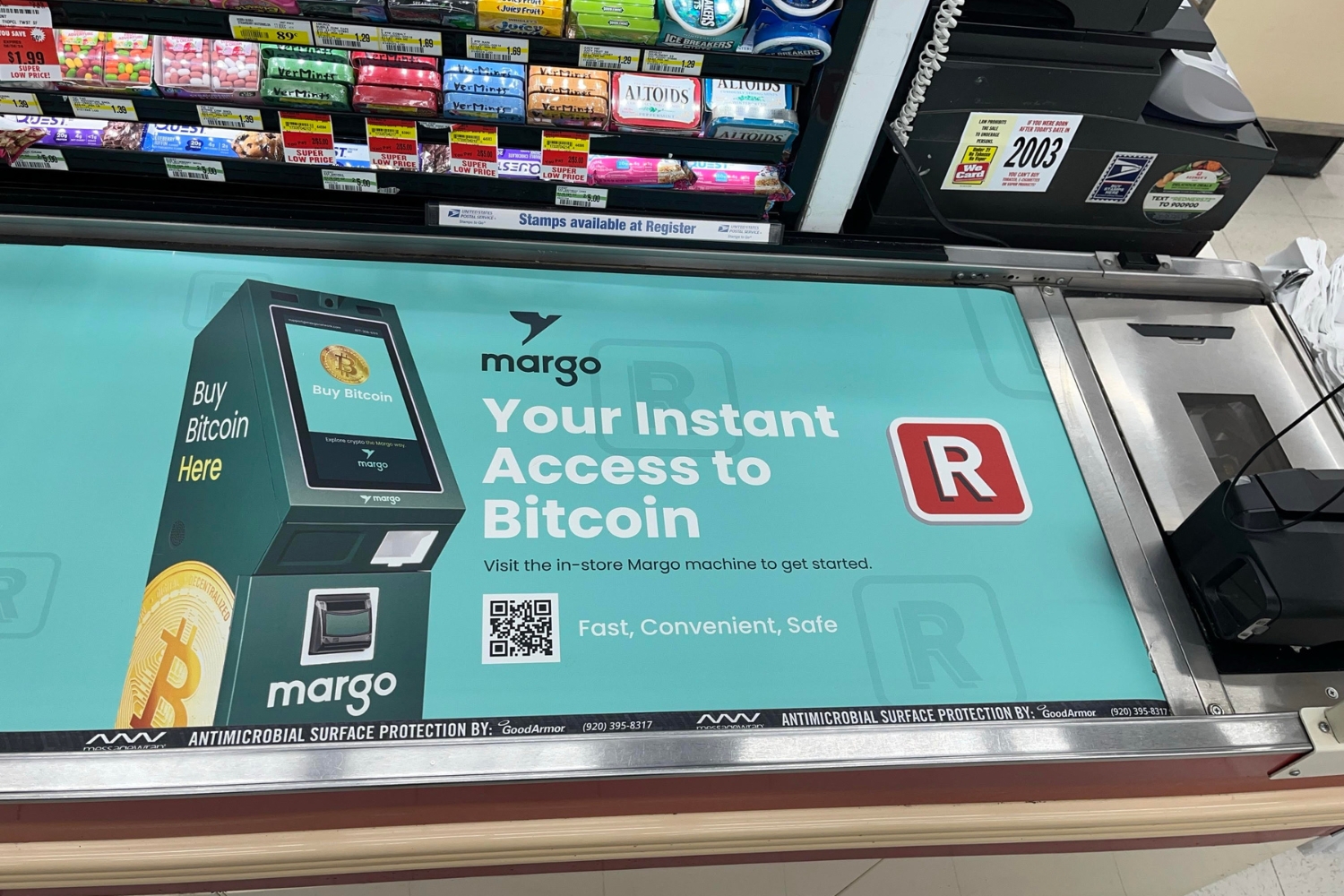 Margo branded grocery checkout belt