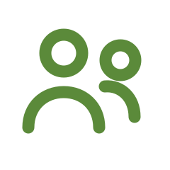 Green icon representing two people, one larger and one smaller behind.