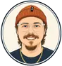 Illustrated avatar logo of Dalton Patterson wearing an orange beanie and clear glasses.