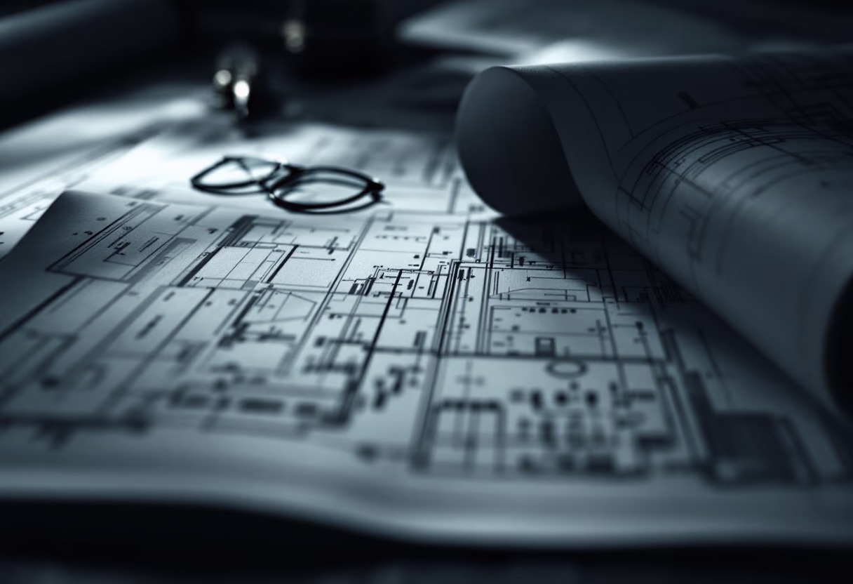 [background image] image of architectural plans (for a construction company)
