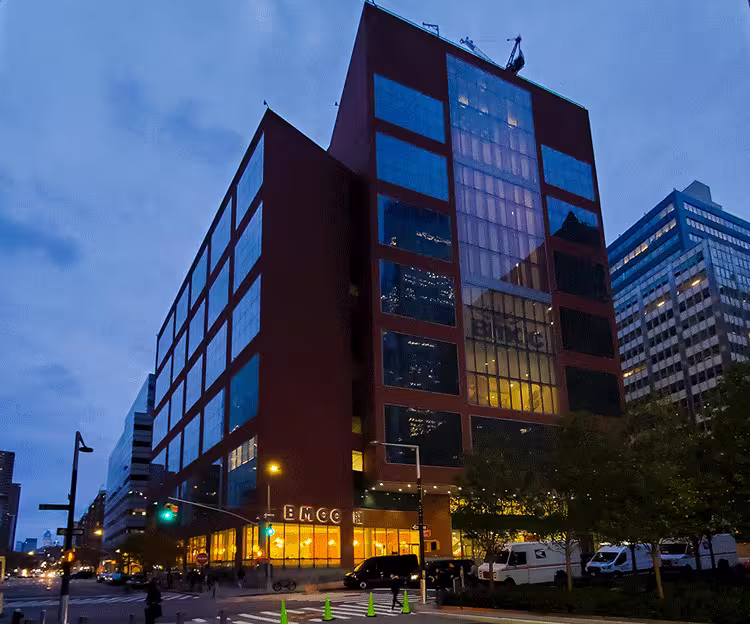 The CUNY Borough of Manhattan Community College (BMCC) campus building and facilities, showing technical electrical systems infrastructure.