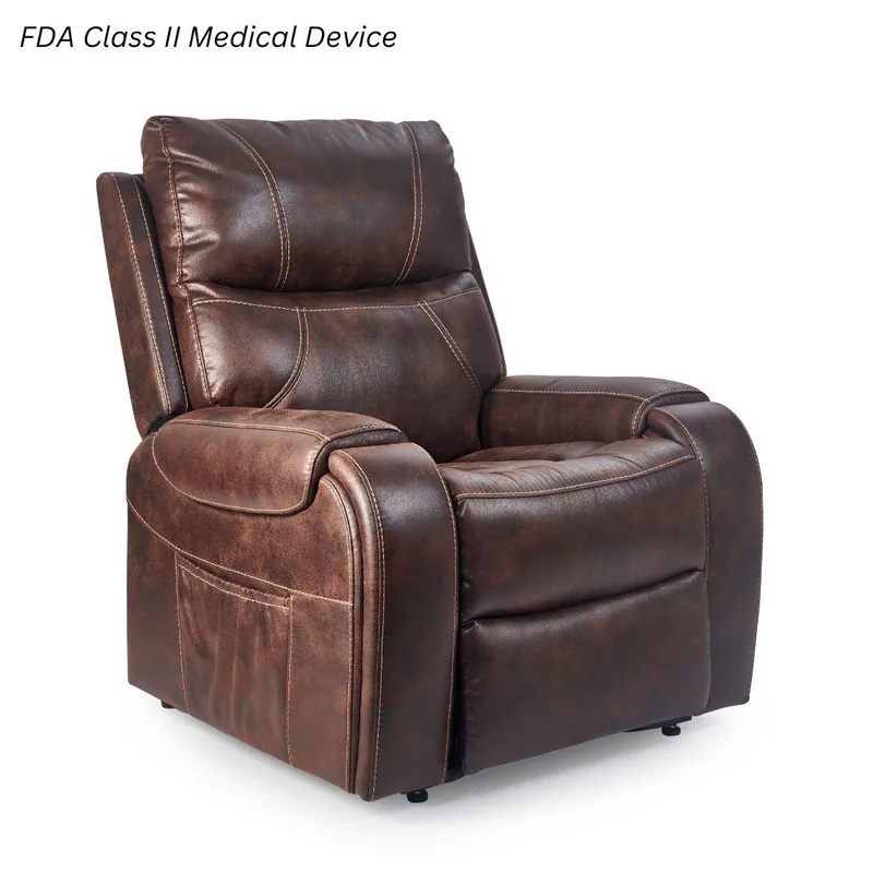 Golden Titan power lift recliner with an overstuffed back and wide padded arms.