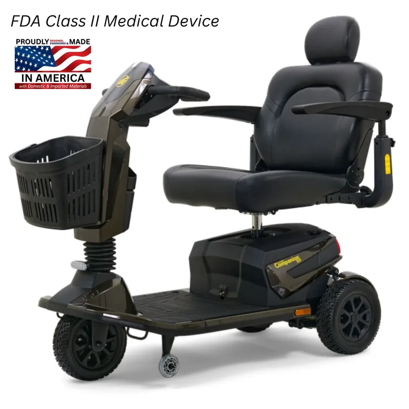 Golden Companion HD heavy duty three-wheel scooter with an extra-wide captain's seat.