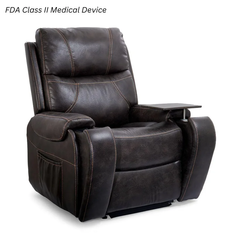 Golden Titan power lift recliner with an overstuffed back and wide padded arms.