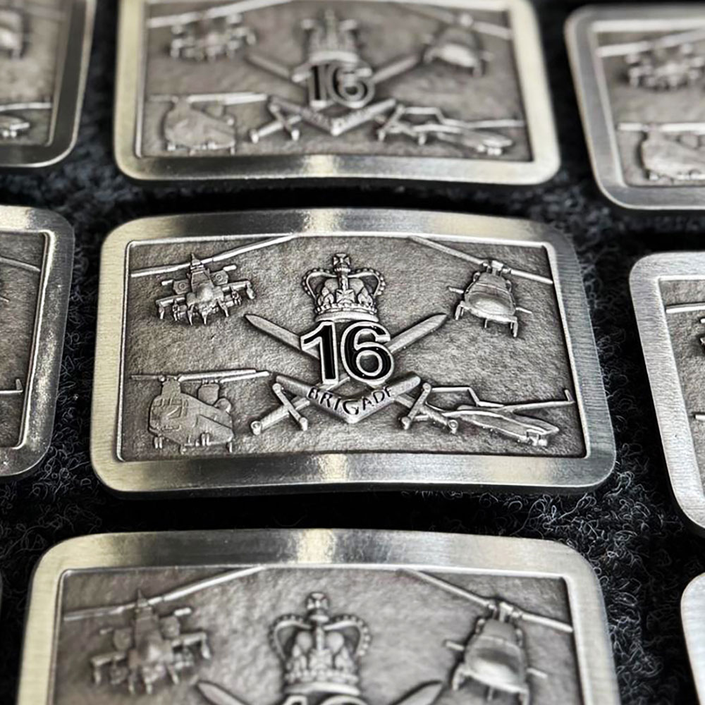 Custom pewter military recognition belt buckles produced for Australian service and emergency personnel by Buckingham Pewter.