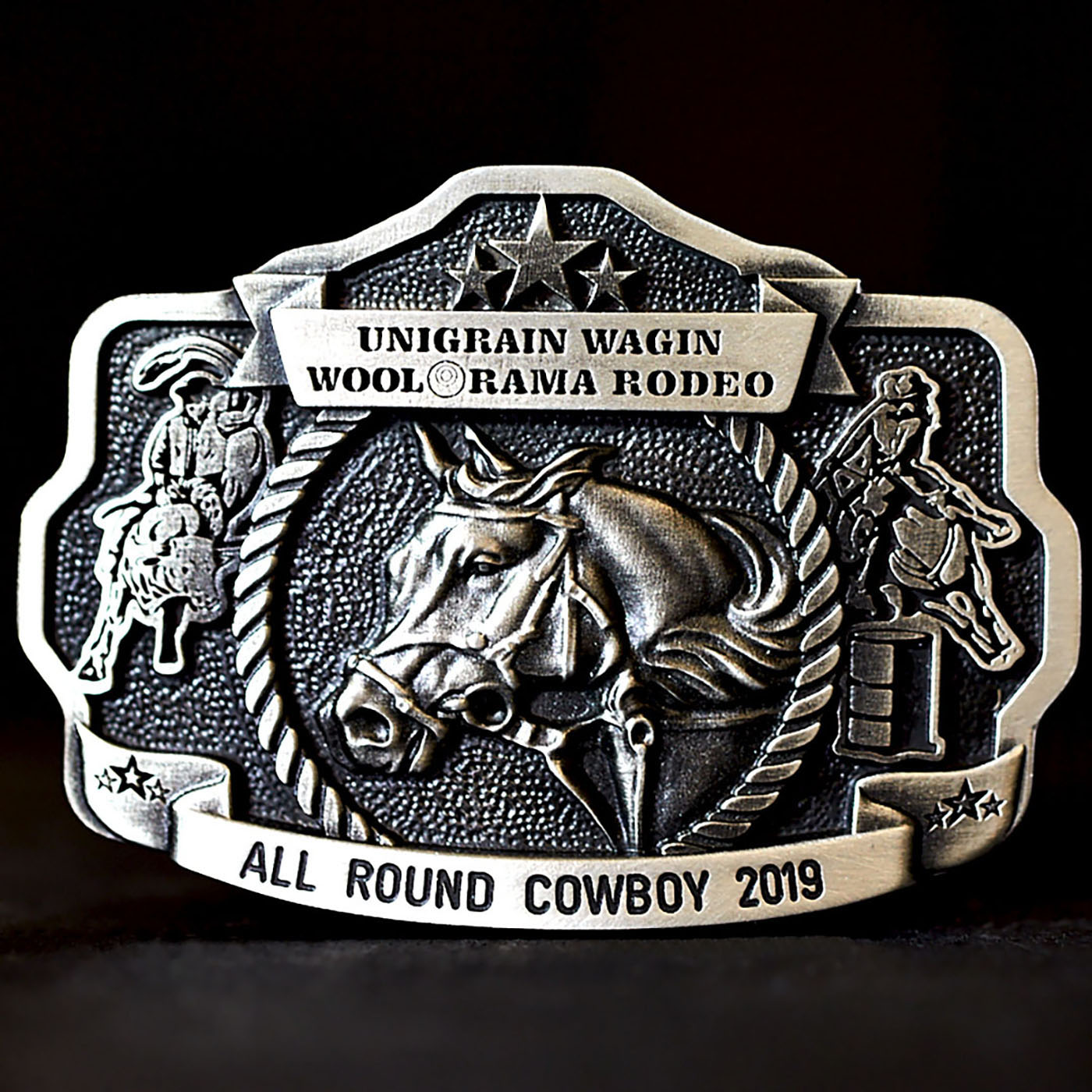 Wagin Woolorama rodeo style all round cowboy champion belt buckle