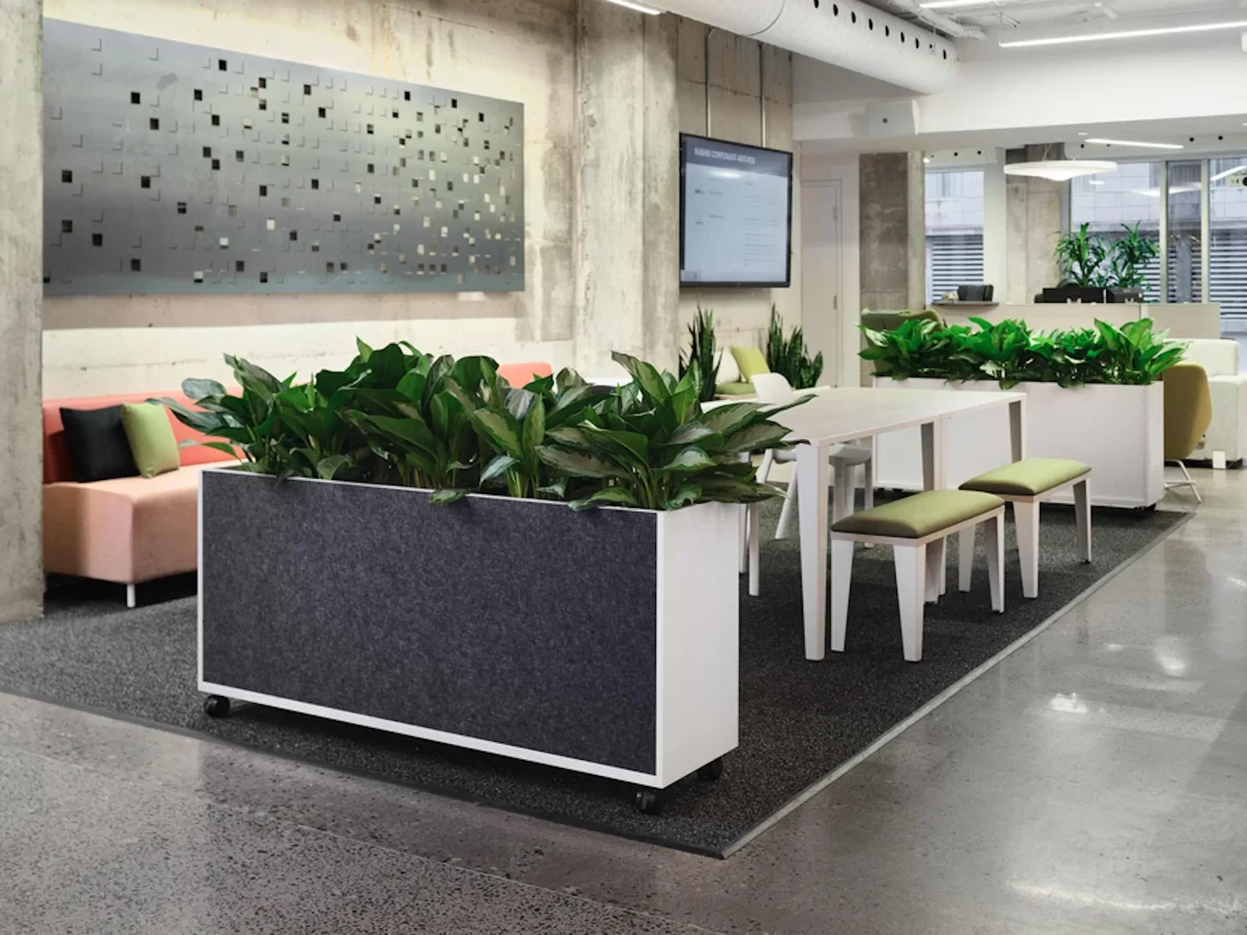 Waiting area with lounge seating for a healthcare facility