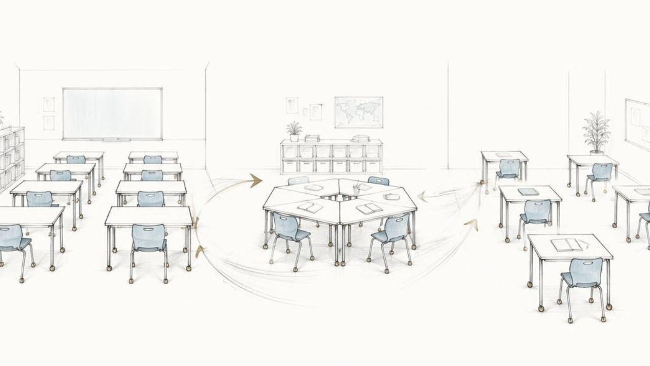 Flexible classroom furniture supporting different learning styles