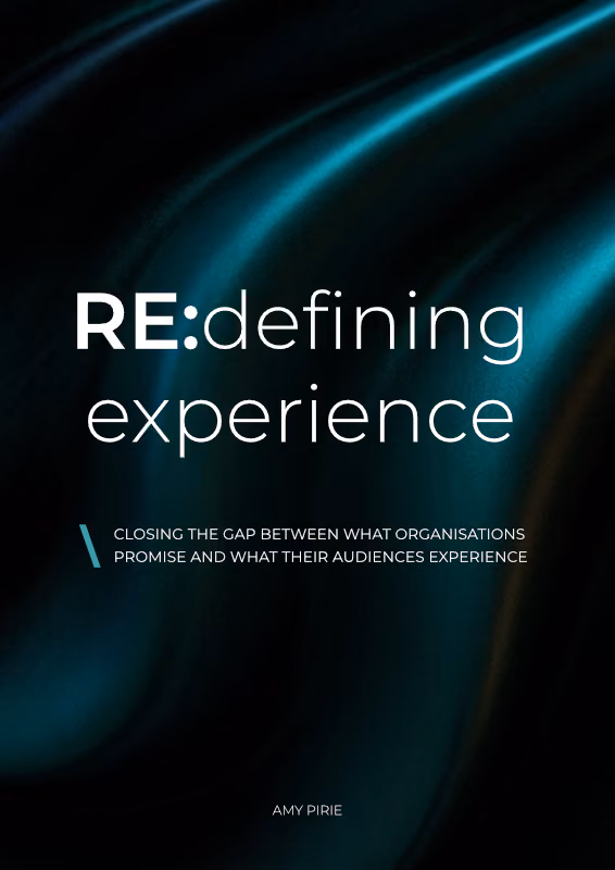 The book cover for REdefining experience by Amy Pirie
