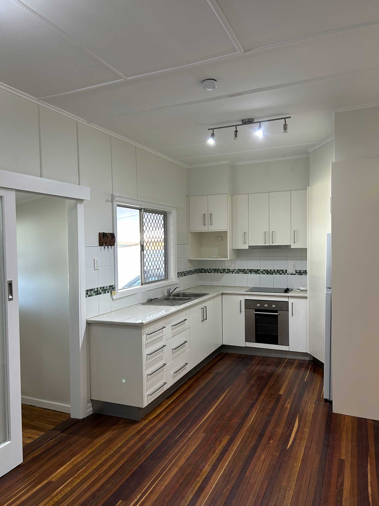 Recently painted kitchen space.
