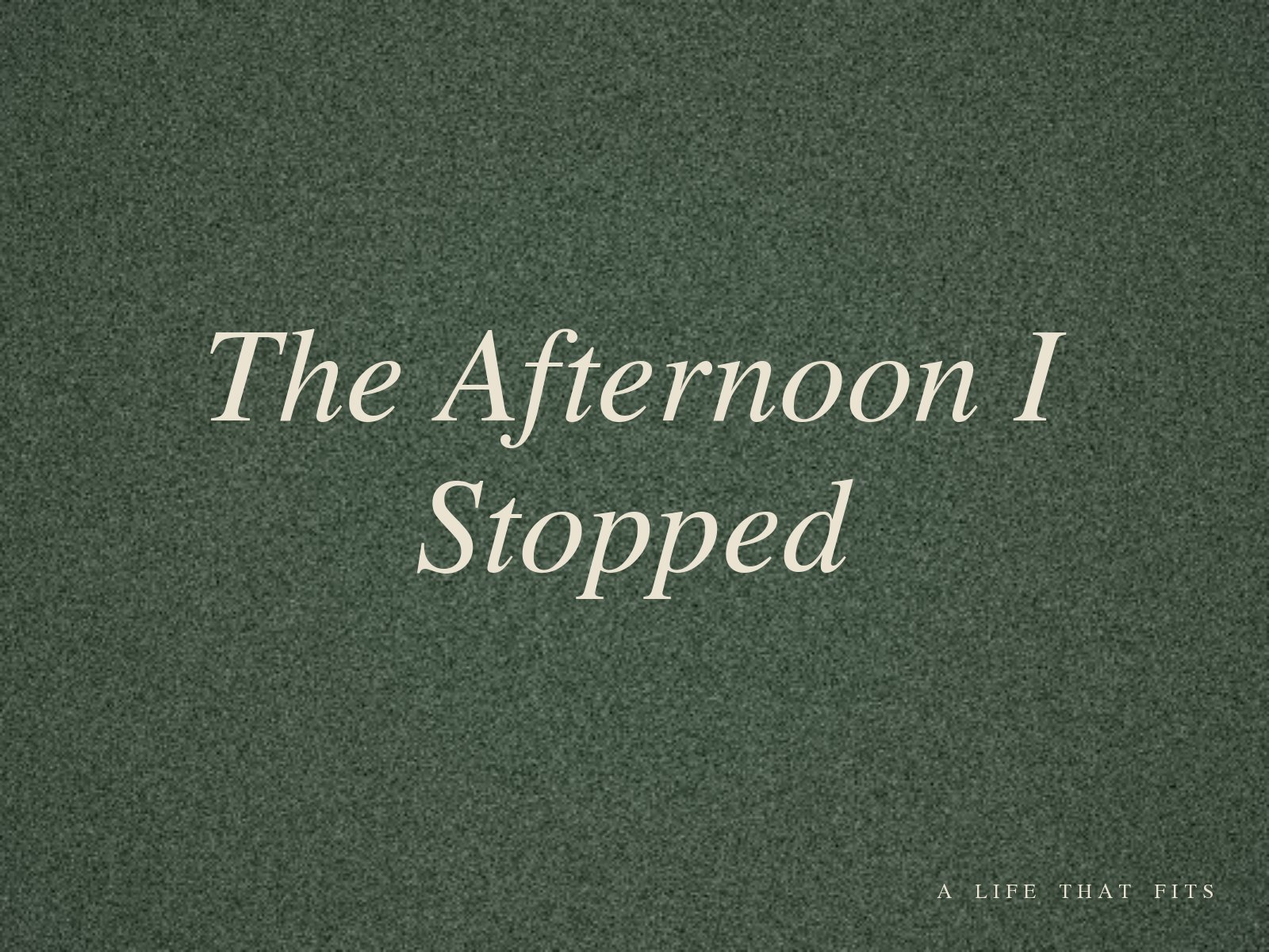 The Afternoon I Stopped