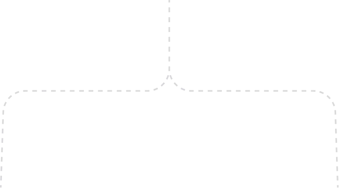 Black dashed bracket shape on a white background with rounded corners and a central notch.