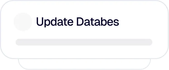 Interface showing a progress bar below text that reads 'Update Databes'.