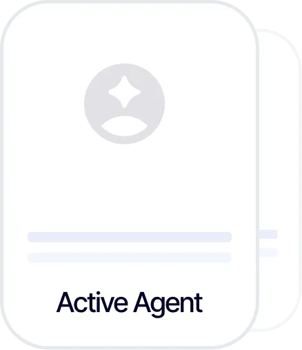 Icon with a circular user silhouette and labeled Active Agent on a card interface.