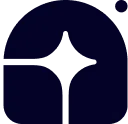 Abstract geometric logo with rounded shapes forming a star-like figure in center.