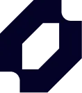 Abstract geometric shape with angled lines forming a stylized, open rhombus.