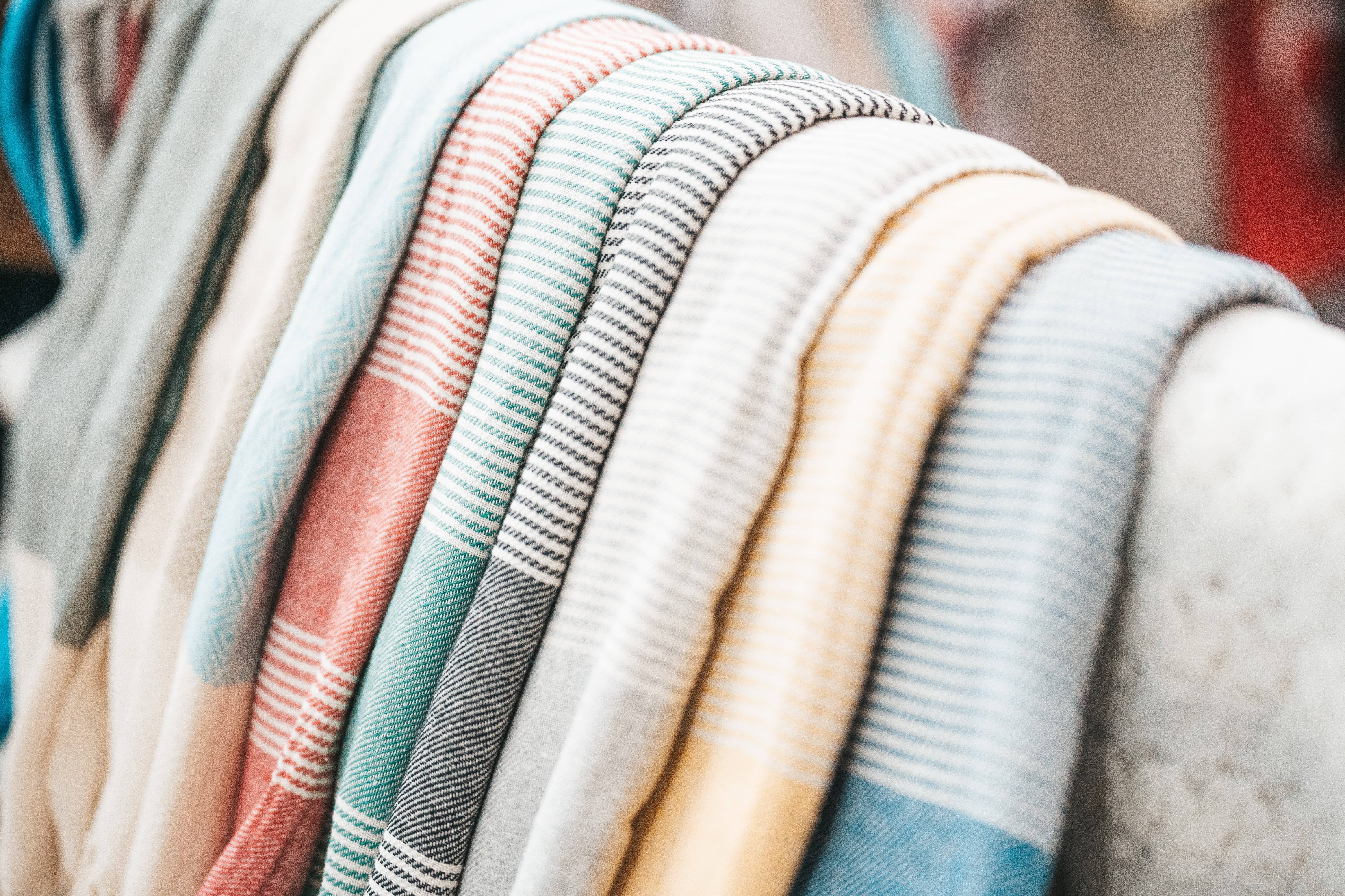 Folded pestemal bath linens