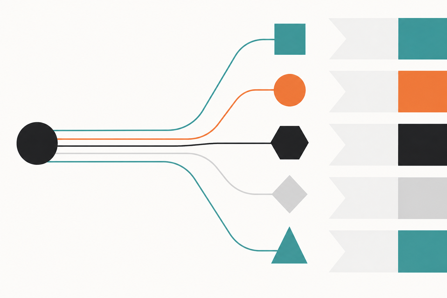 Abstract comparison paths representing Vintti alternatives for hiring Latin American talent