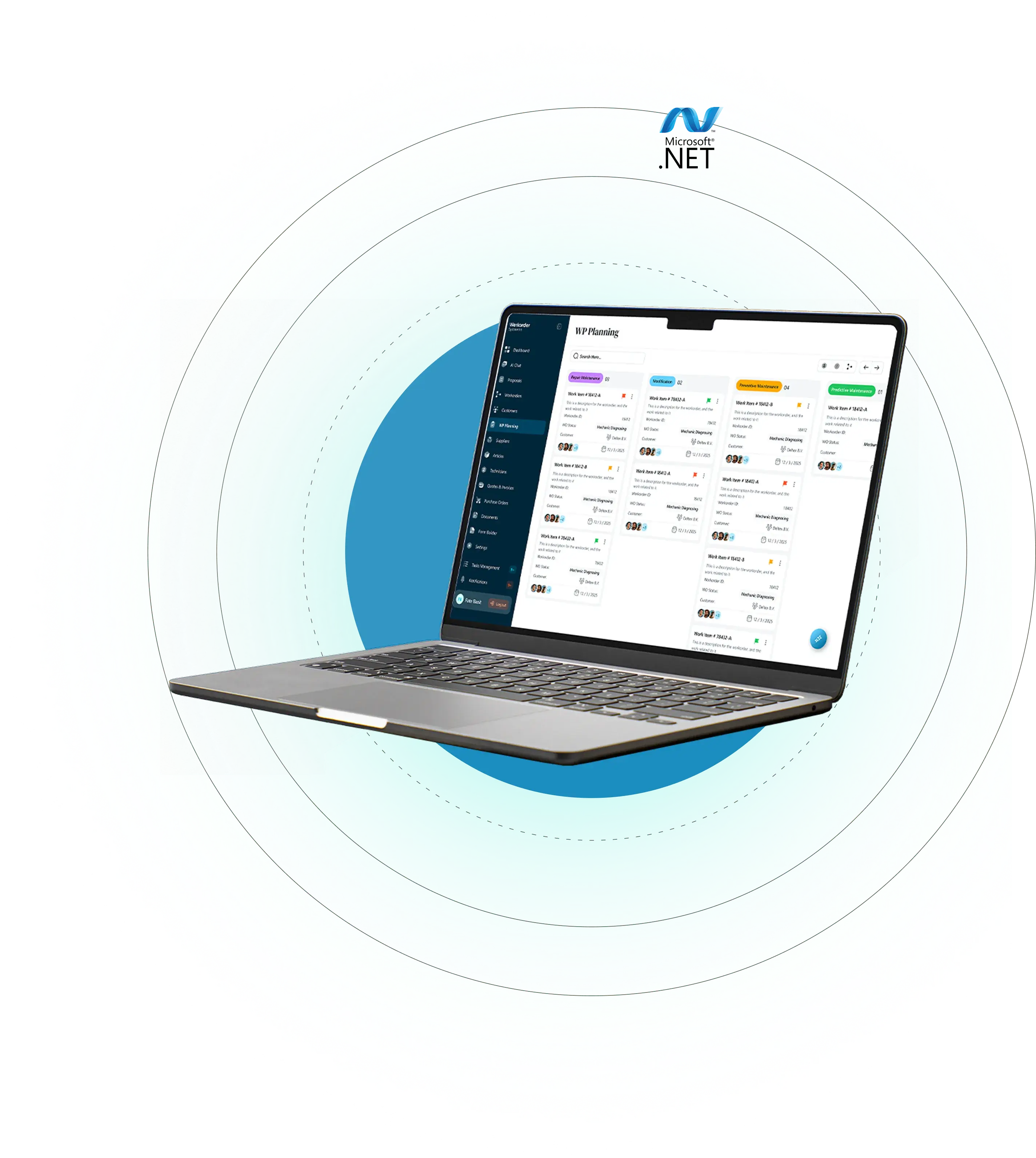 Dashboard displayed in the macbook