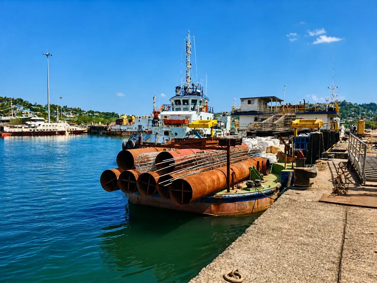 Industrial cargo barge at Andaman port