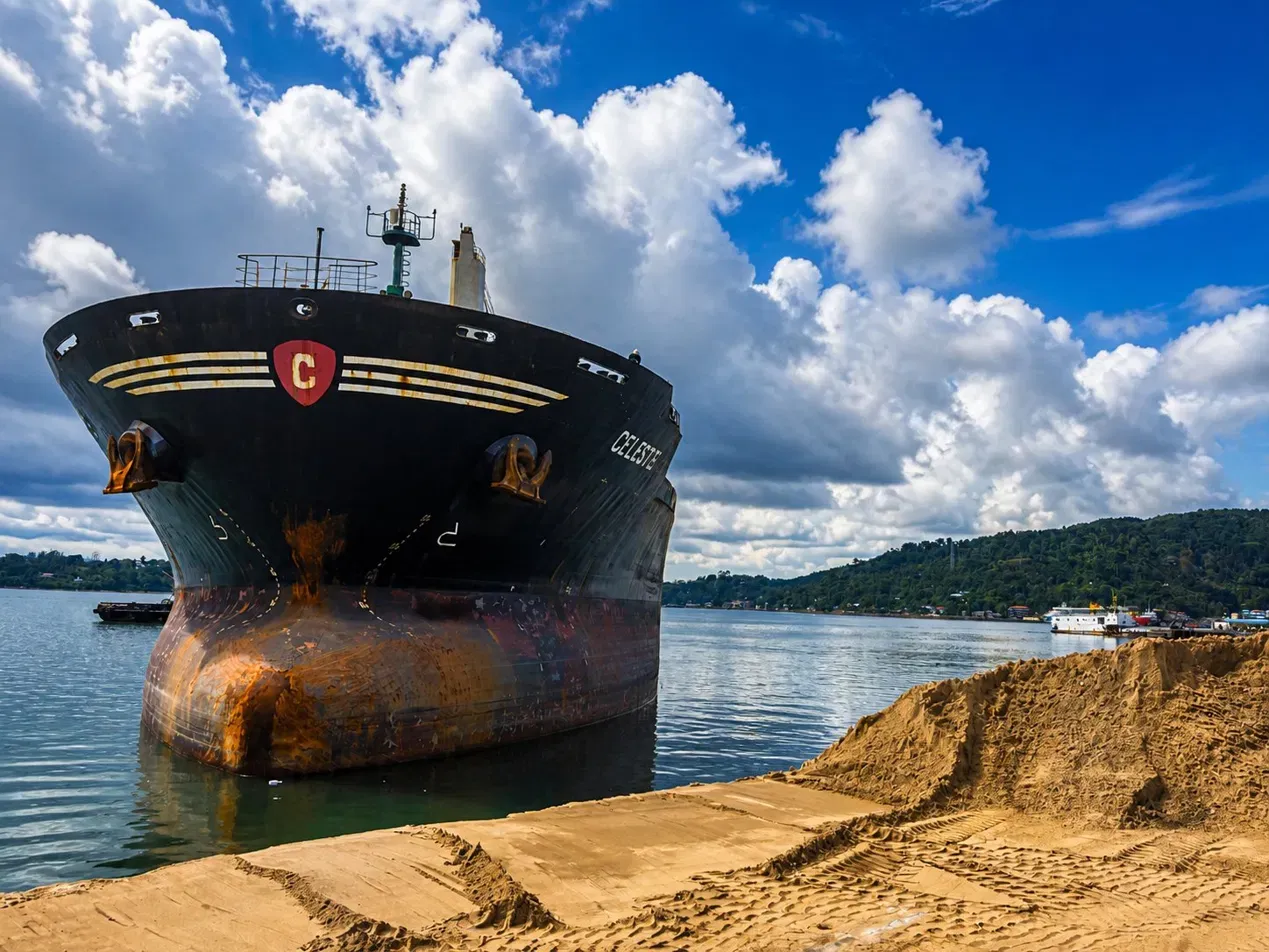 Commercial cargo vessel at Andaman port