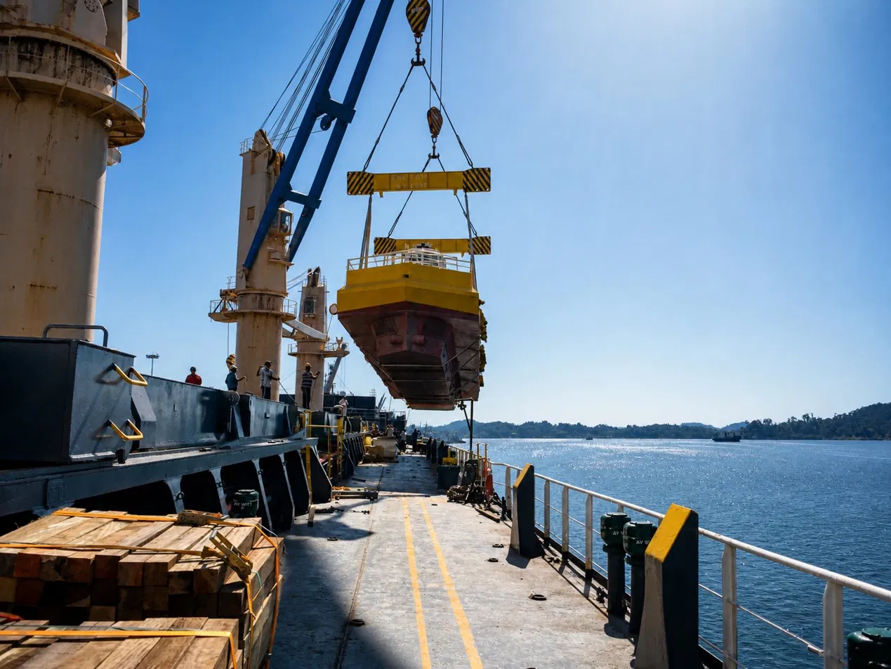 Cargo lifting operations at Andaman port