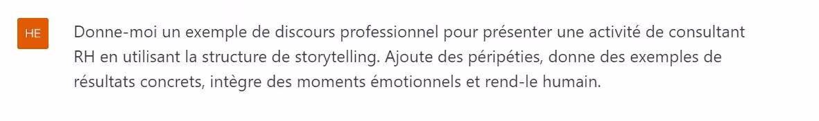 Photo d'un prompt pour ChatGPT qui demande de créer un discours à sa place - Panache