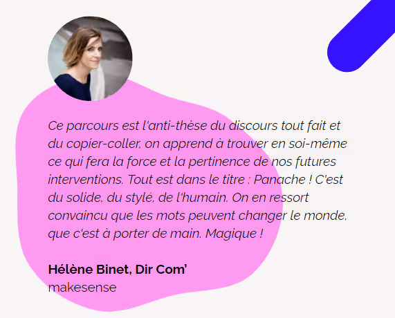 Témoignage d'Hélène Binet directrice commerciale de Makesense Panache