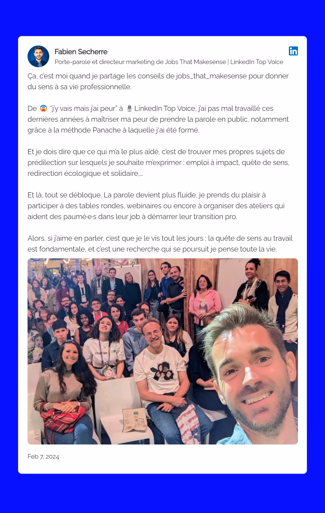 Témoignage de Fabien Secherre concernant sa formation en prise de parole 