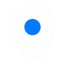 Blue location pin marker on white background.