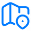 Icon of a folded map with a location pin on it.
