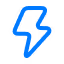 Blue lightning bolt icon with rounded corners.