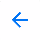 Blue left-pointing arrow on a white circular background.