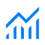 Icon showing a blue upward trending bar chart with an arrow pointing up, symbolizing growth or monitoring.