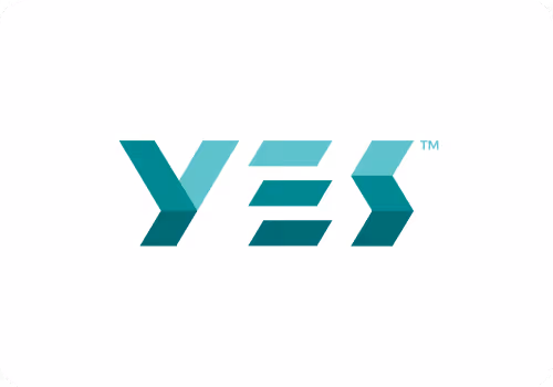 YES brand logo with stylized teal letters and a trademark symbol.