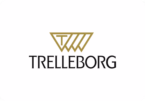Trelleborg company logo with a stylized gold triangular emblem above the black text.