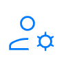 User profile icon with a settings gear symbol.
