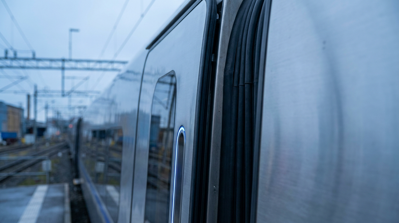 Modern train door with a rubber door seal gasket