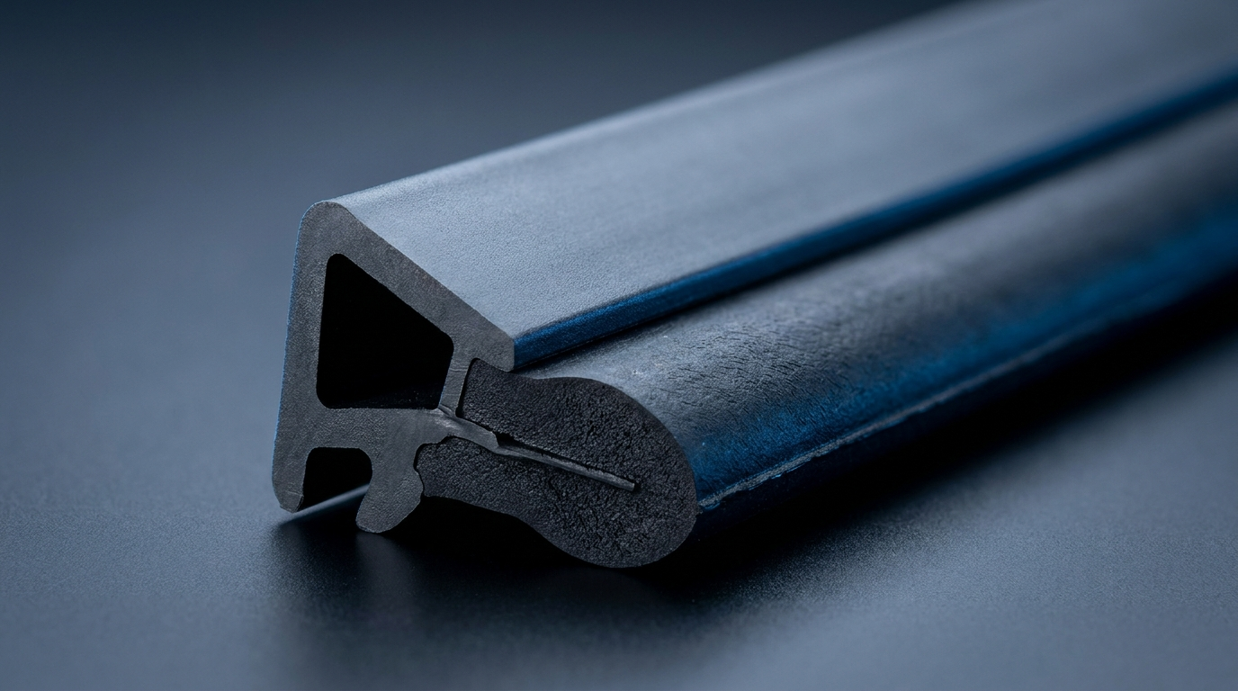 Co-extruded multi-durometer rubber profile cross-section