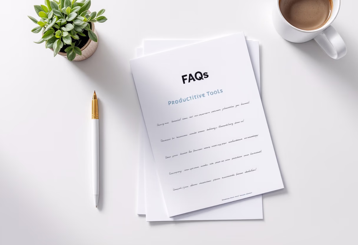 image of a document with faqs (for a productivity tools business)