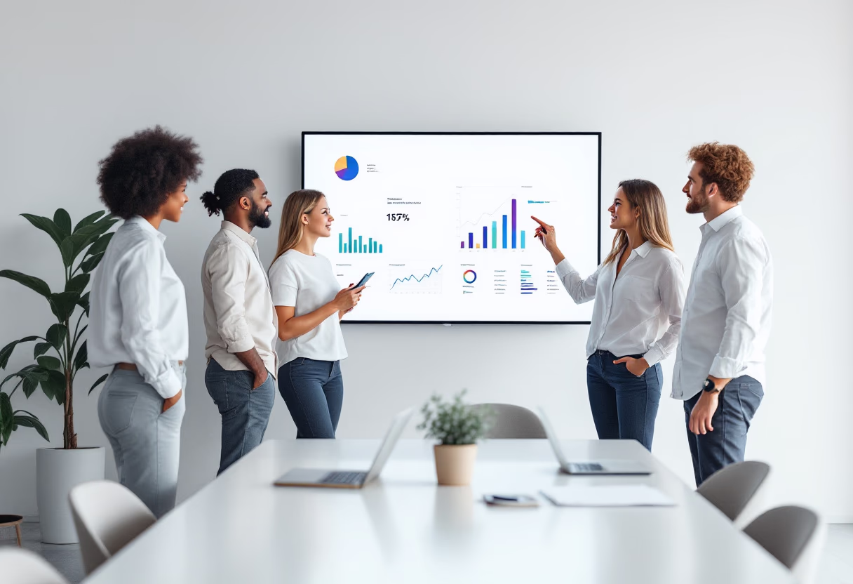 image of individuals analyzing data