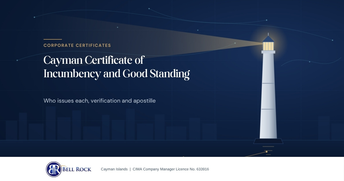 Bell Rock article image: Cayman Certificate of Incumbency and Good Standing