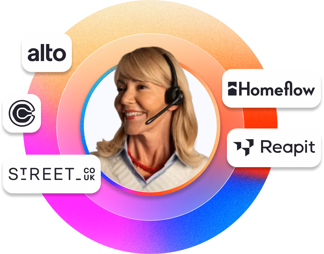 Lady surrounded by logo's of available integrations
